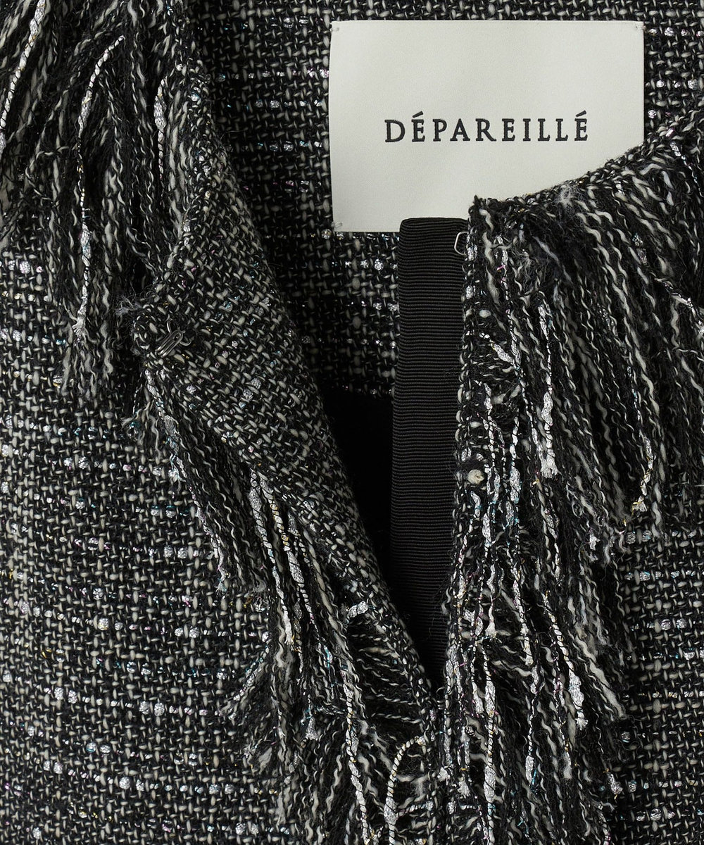 DÉPAREILLÉ LAME TWEED FRINGE GILET / ラメツィードフリンジジレ ブラック