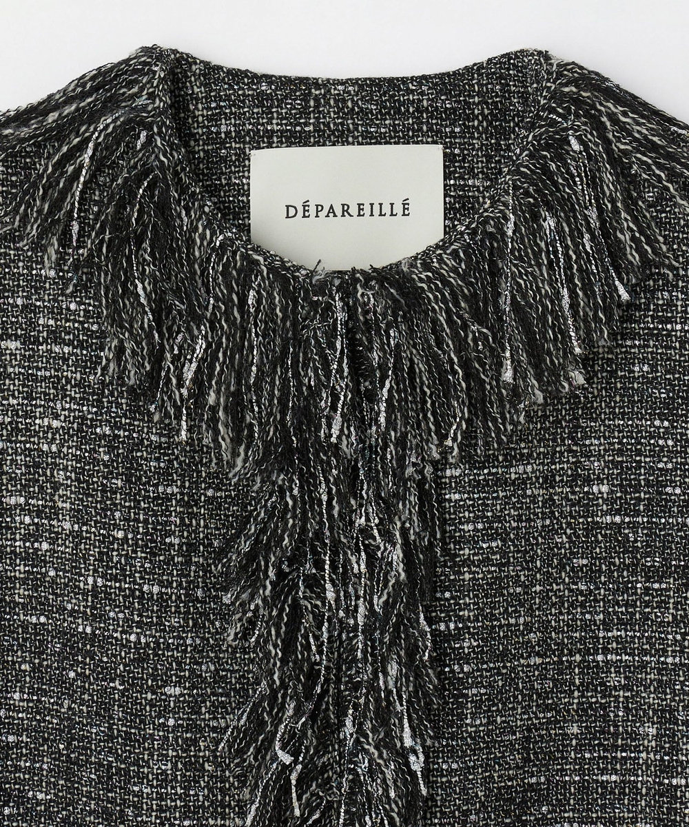 DÉPAREILLÉ LAME TWEED FRINGE GILET / ラメツィードフリンジジレ ブラック