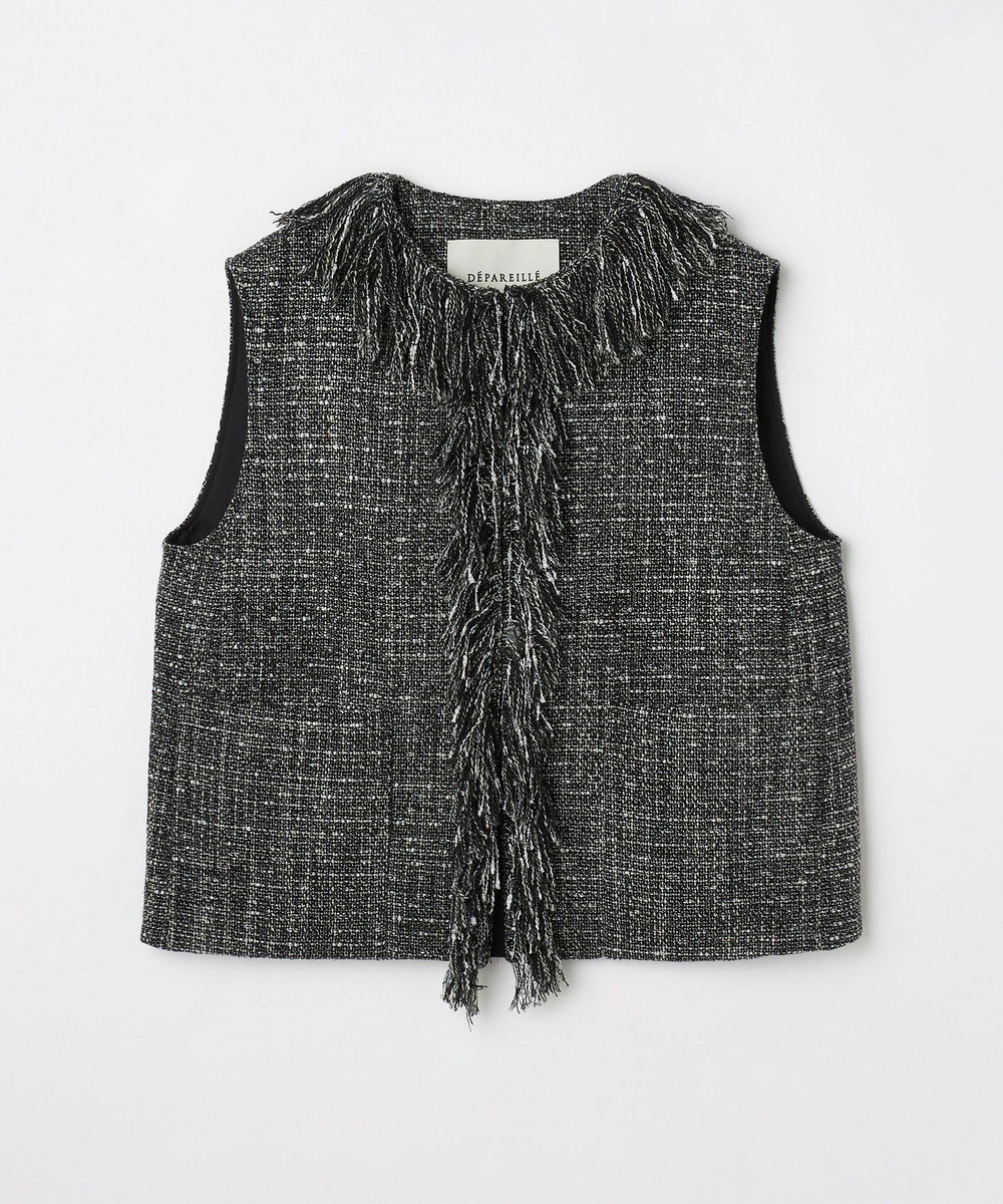 DÉPAREILLÉ LAME TWEED FRINGE GILET / ラメツィードフリンジジレ ブラック