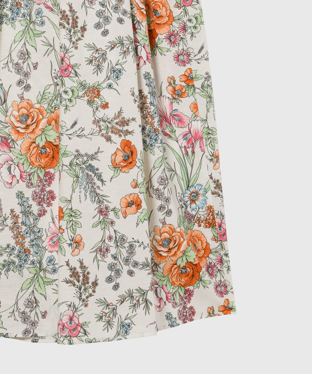 DÉPAREILLÉ LINEN COTTON FLOWER PRINT DRESS / リネンコットンフラワープリントドレス ベージュ