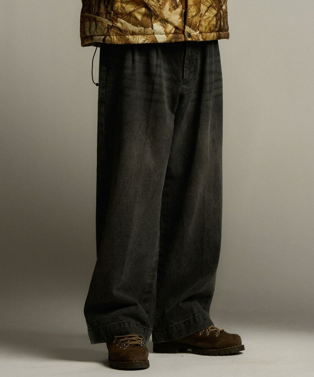 MEN'S BIGI セミワイドデニムタックパンツ ブラック