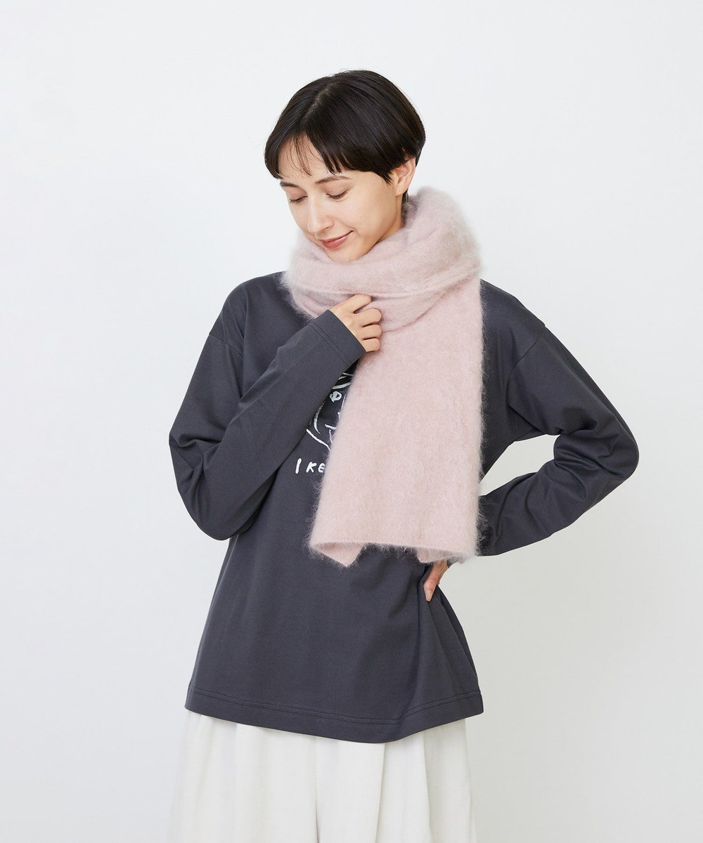 LOISIR カシミヤファー加工ストール ピンク