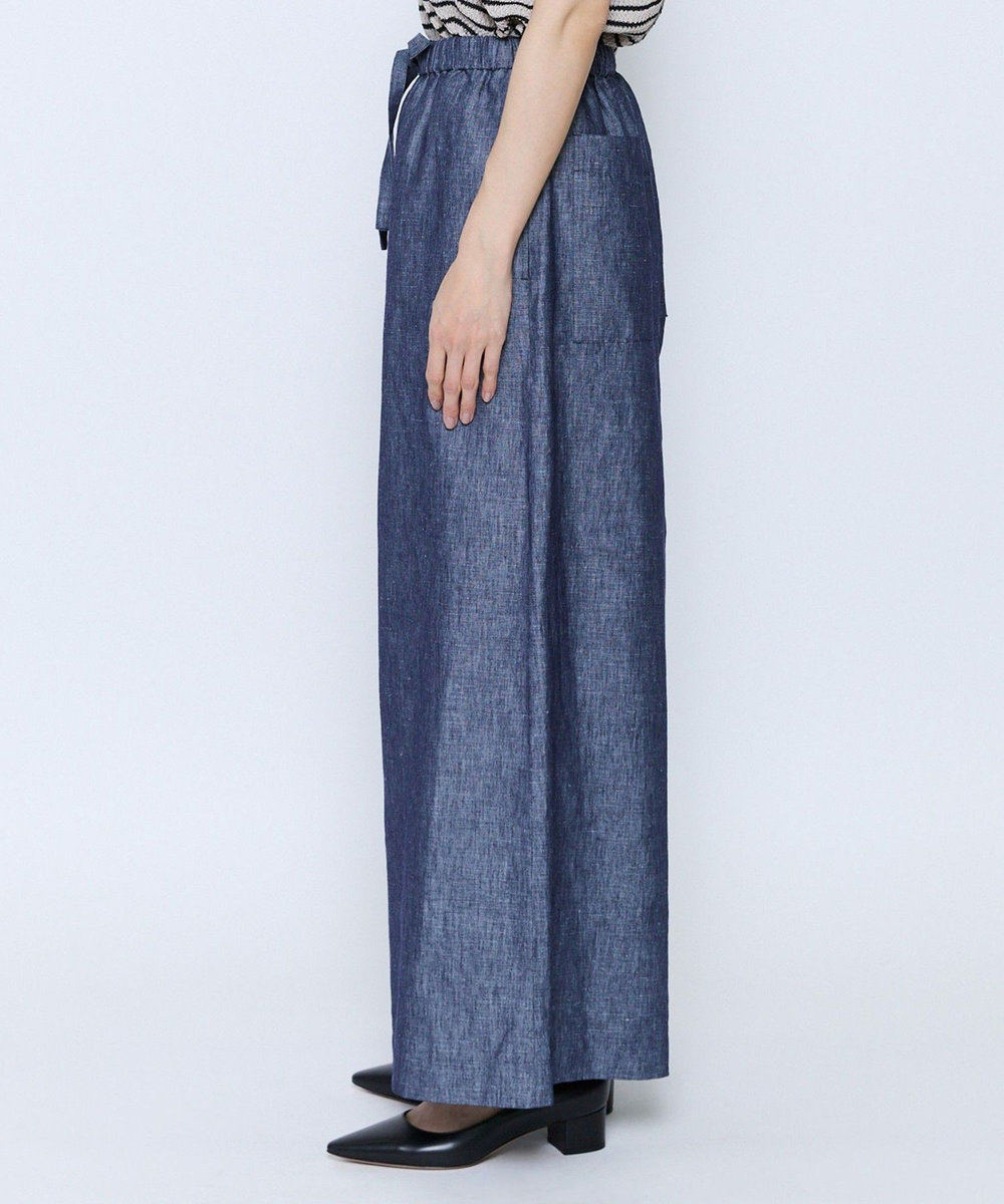 feerique feerique ヘンプコットンシャンブレーギャザーパンツ ネイビー