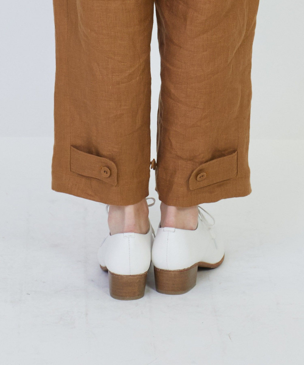 LOISIR リネンツイルアジャスター付きパンツ キャメル