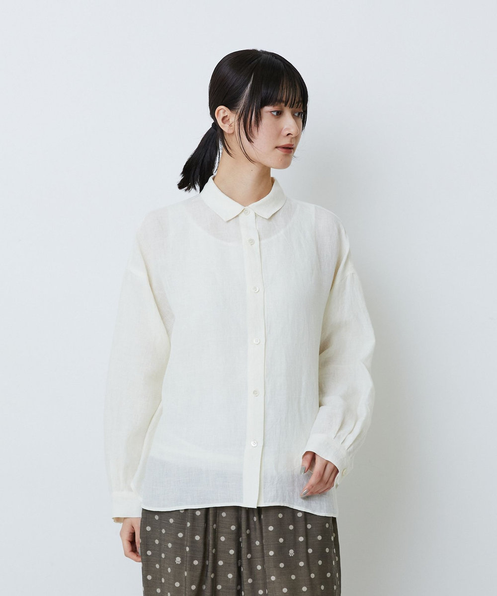 LOISIR グランジリネンボクシーシャツ オフホワイト
