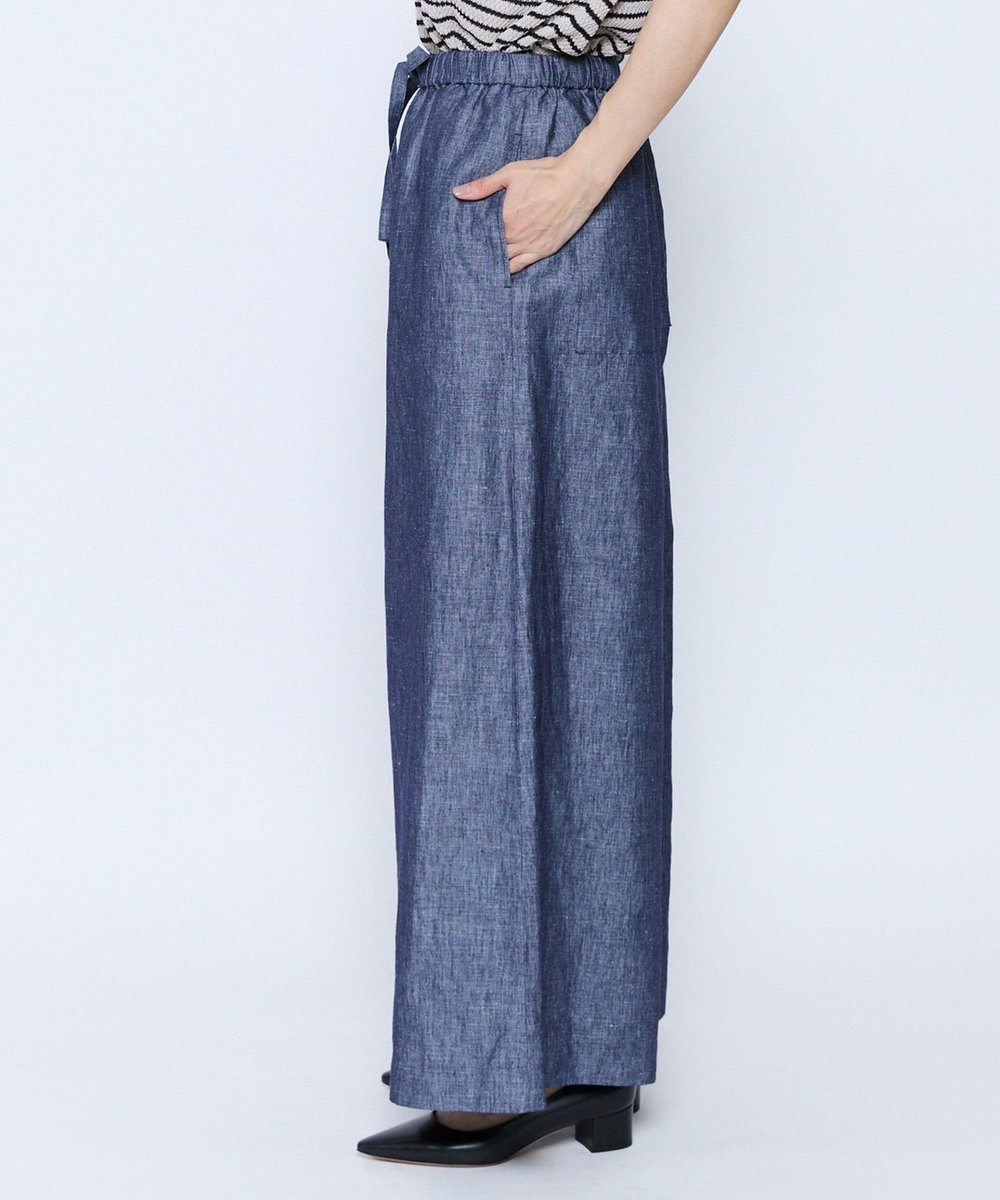 feerique feerique ヘンプコットンシャンブレーギャザーパンツ ネイビー