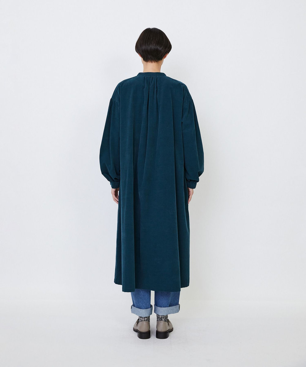 LOISIR 【MTサイズ有り】コットン細コールスモックワンピース グリーン
