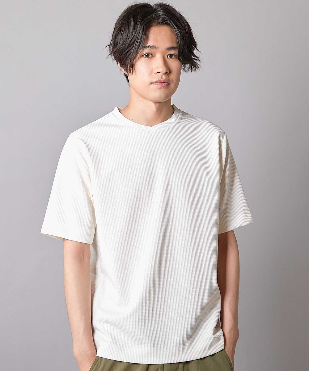 UNION STATION ジャガードストライプTシャツ ホワイト