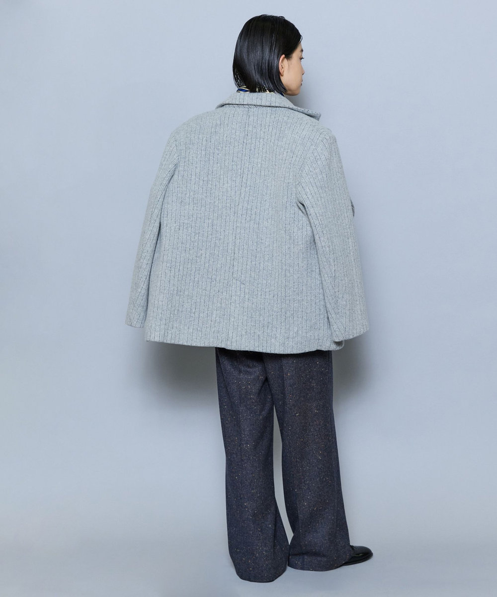 MOGA カラーネップツイードセミワイドパンツ ダークグレー