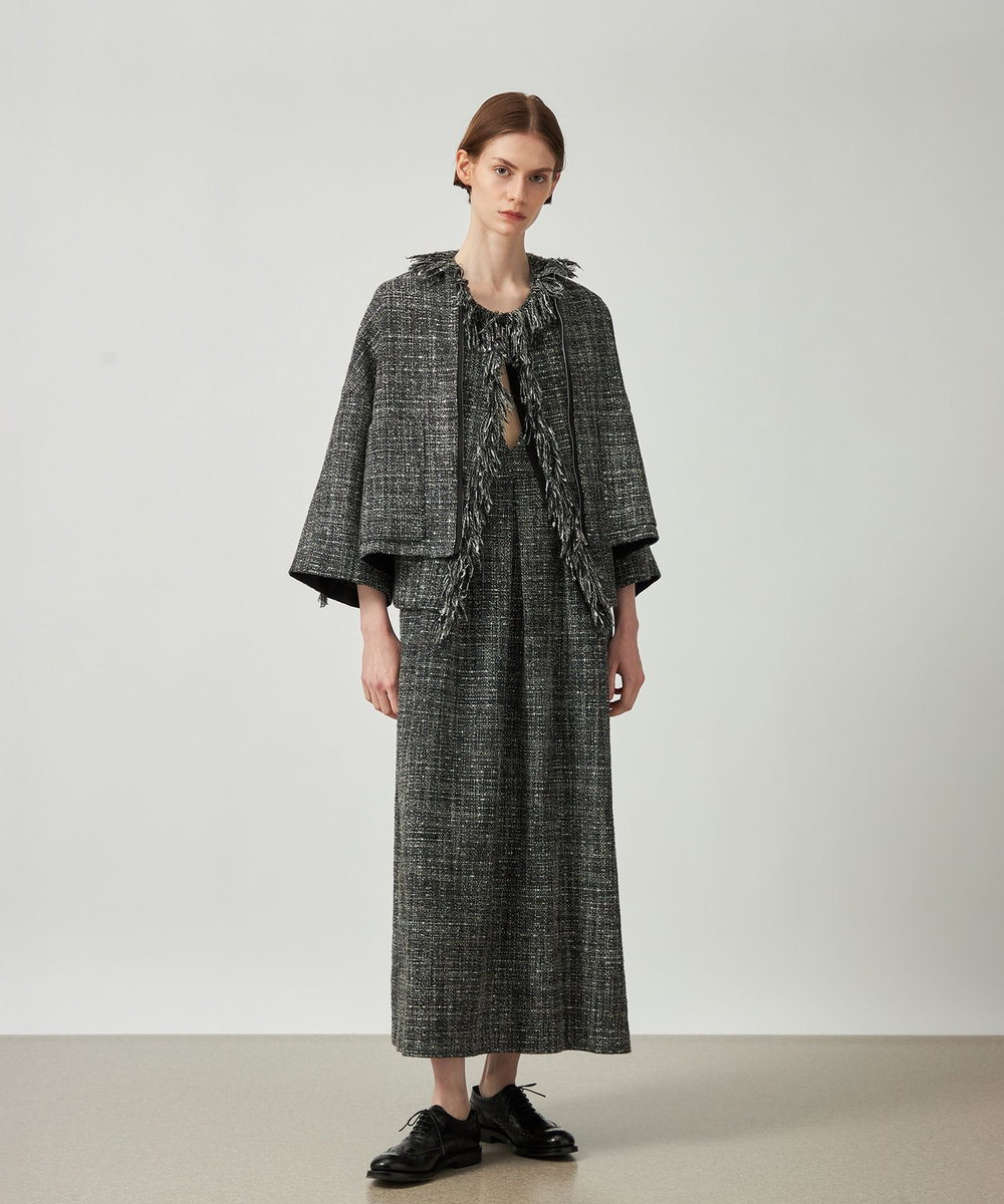 DÉPAREILLÉ LAME TWEED JUMPER SKIRT / ラメツィードジャンパースカート ブラック