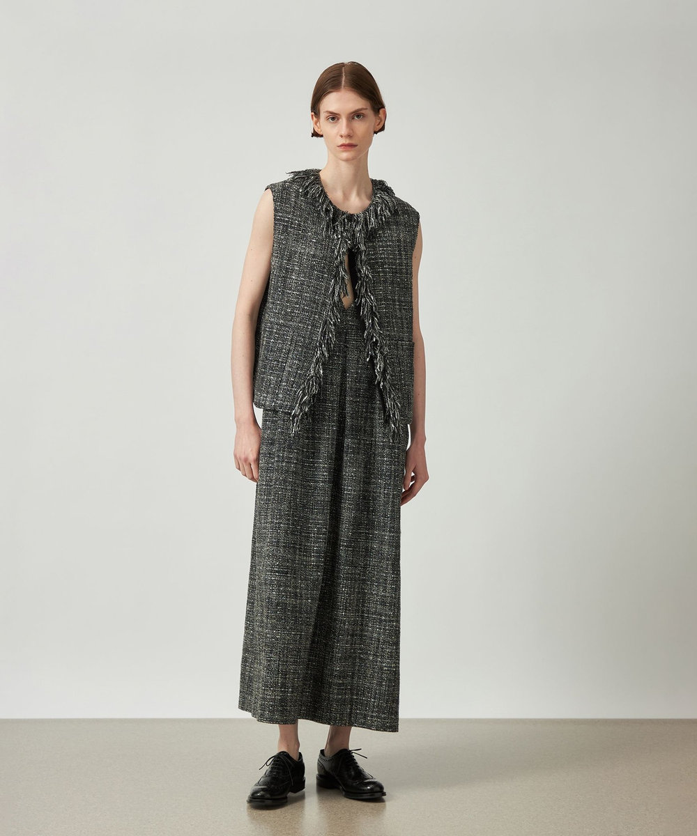 DÉPAREILLÉ LAME TWEED JUMPER SKIRT / ラメツィードジャンパースカート ブラック