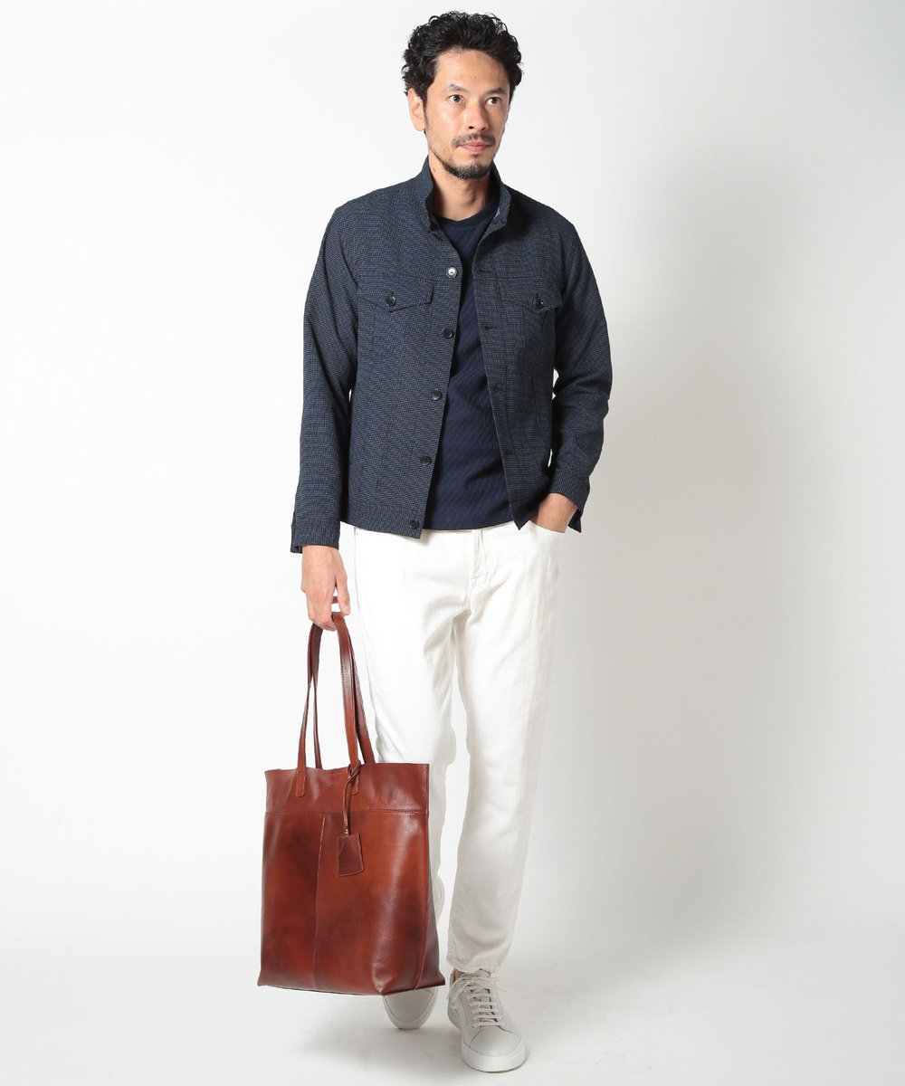 MEN'S BIGI リンクスジャカードシルケットカットソー ネイビー