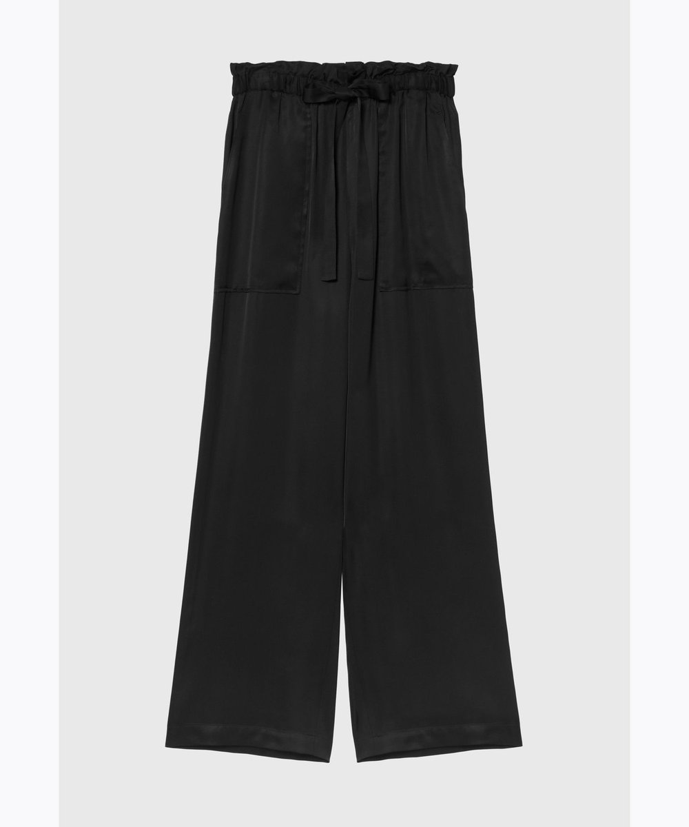 DÉPAREILLÉ VISCOSE SATIN GATHER PANTS / ヴィスコースサテンギャザーパンツ ブラック