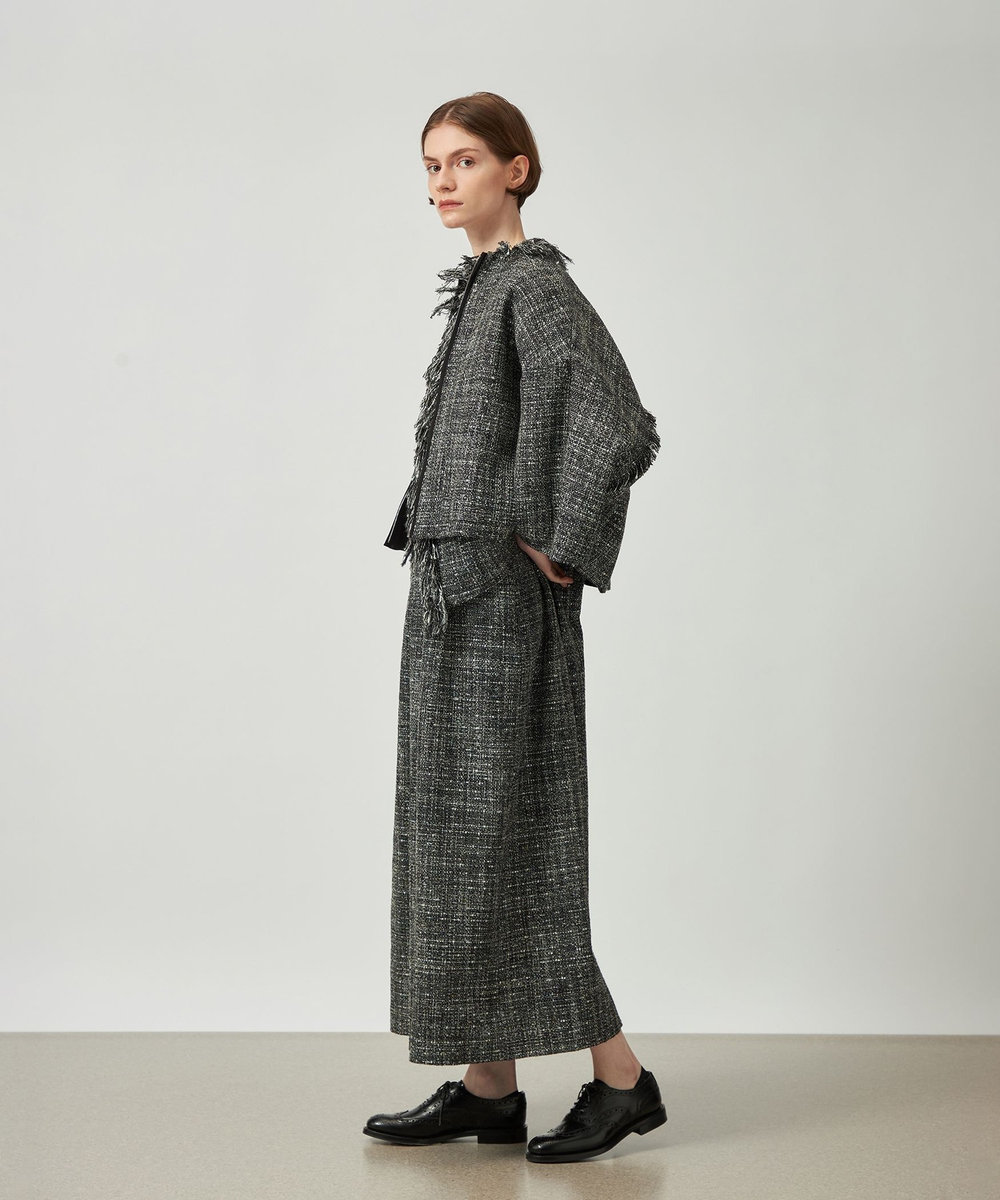 DÉPAREILLÉ LAME TWEED JUMPER SKIRT / ラメツィードジャンパースカート ブラック