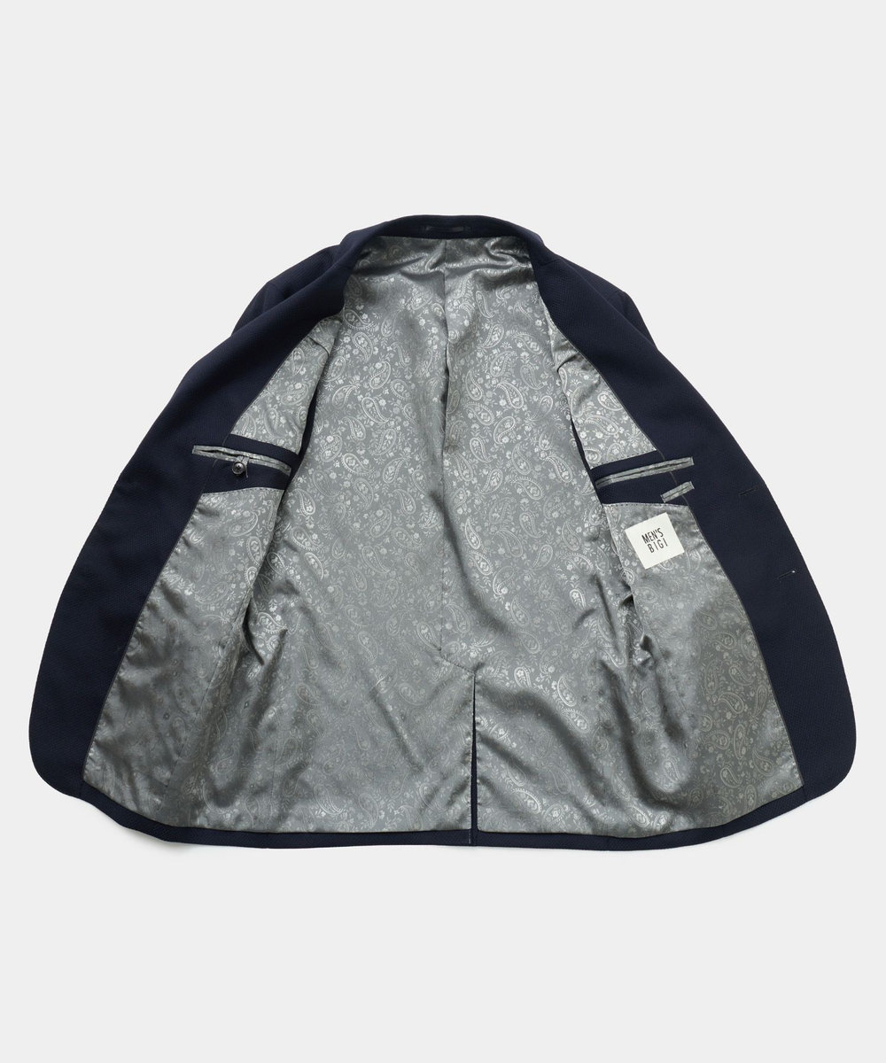 MEN'S BIGI ミックスヤーン/ホップサック テーラードジャケット ダークネイビー