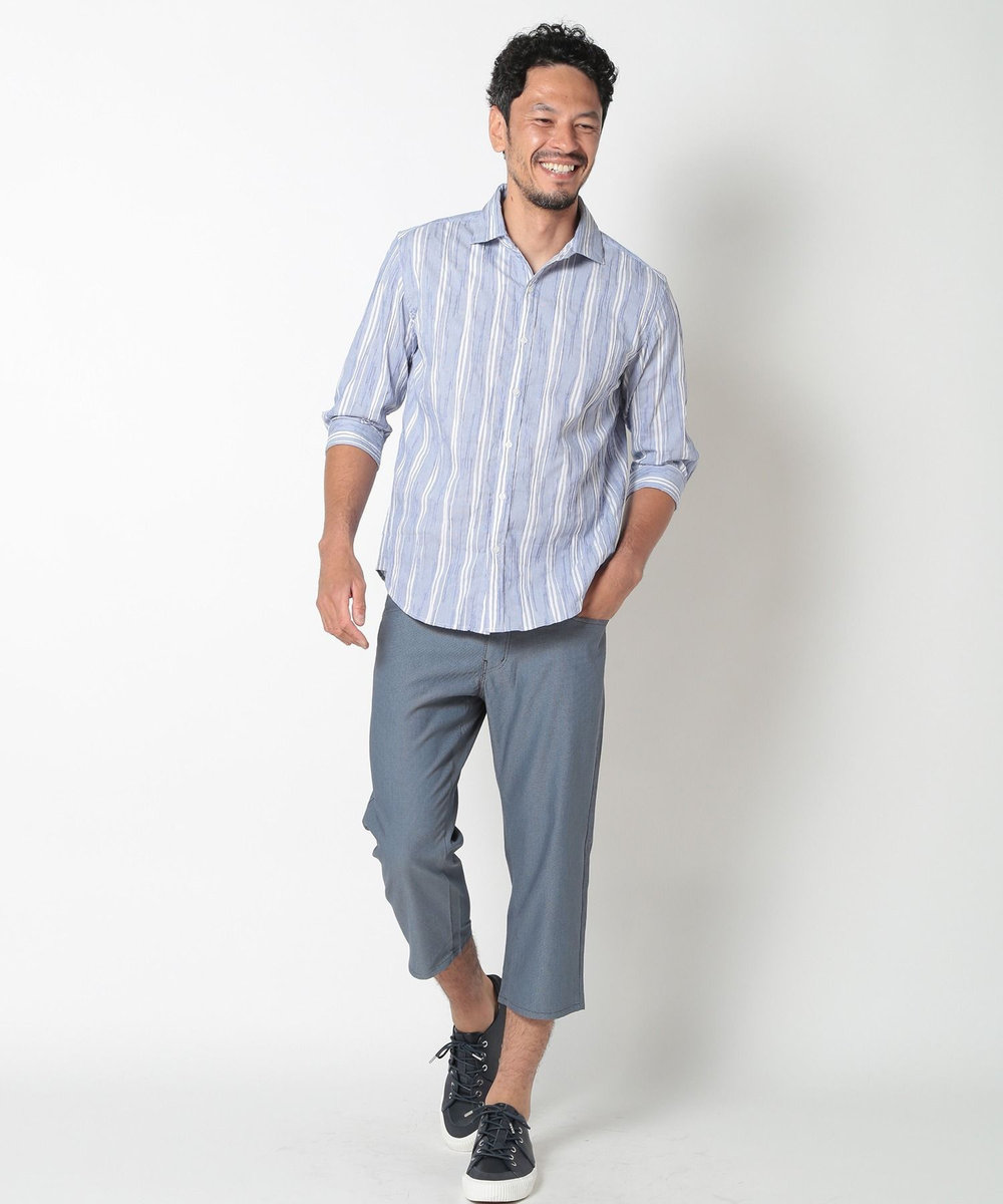 MEN'S BIGI COOLMAXドビーストレッチクロップドパンツ ブルー