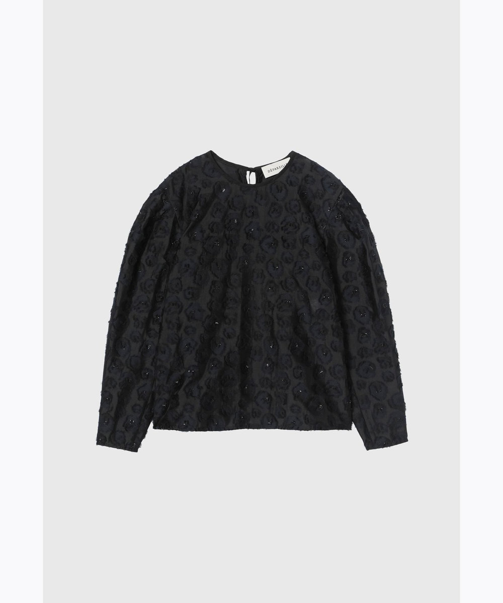 DÉPAREILLÉ LAME FLOWER JACQUARD BLOUSE / ラメフラワージャガードブラウス ブラック