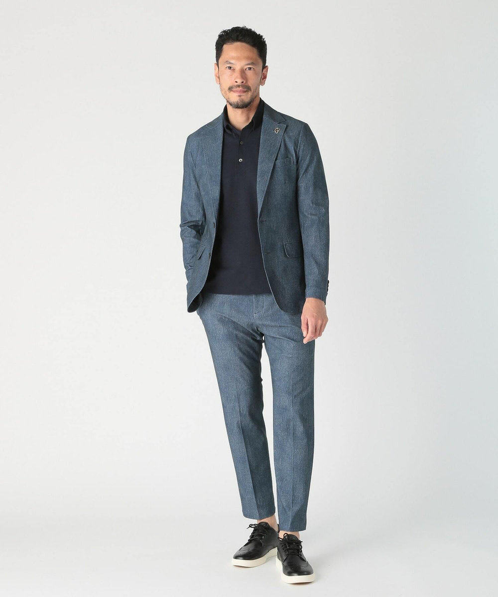 MEN'S BIGI 【COLE HAAN/コール ハーン】別注 トリコットメッシュデニムプリントジャケット＜吸水速乾/EASY CARE＞ ブルー
