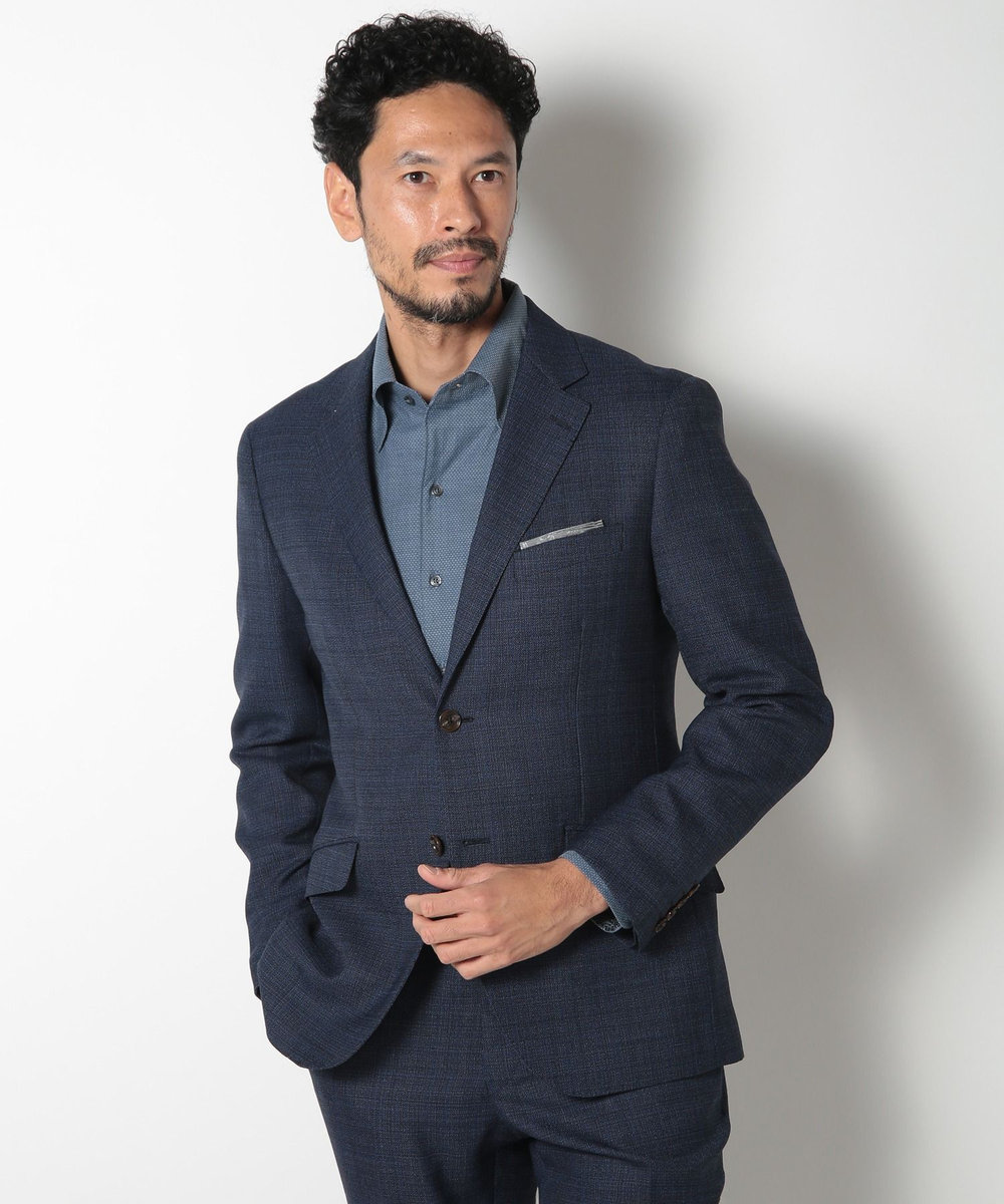 MEN'S BIGI 【ACTIVE TAILOR】ミックスヤーン/ホップサックジャケット ネイビー