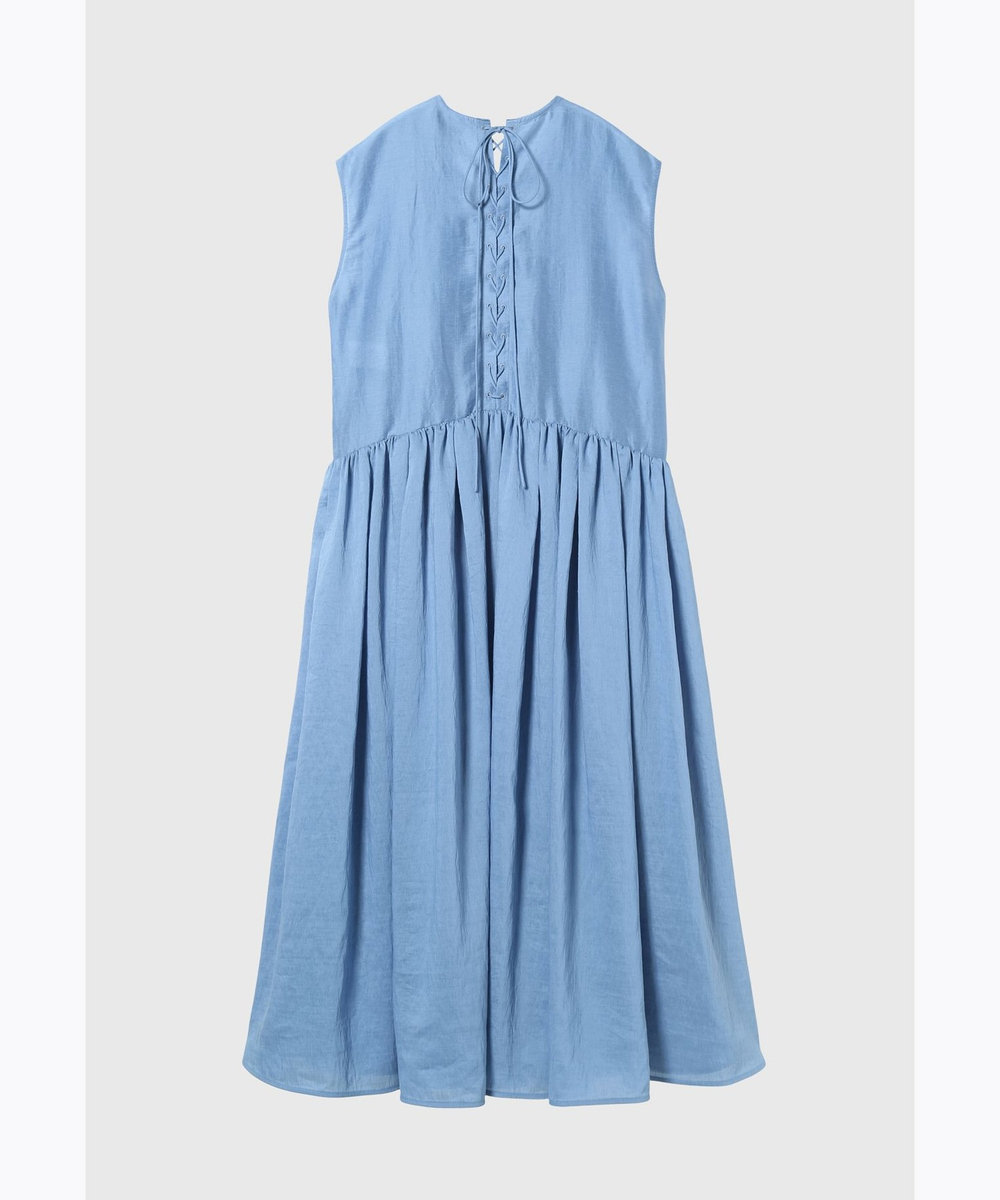 DÉPAREILLÉ WASHABLE LINEN LACE UP DRESS / ウォッシャブルリネンレースアップドレス ブルー