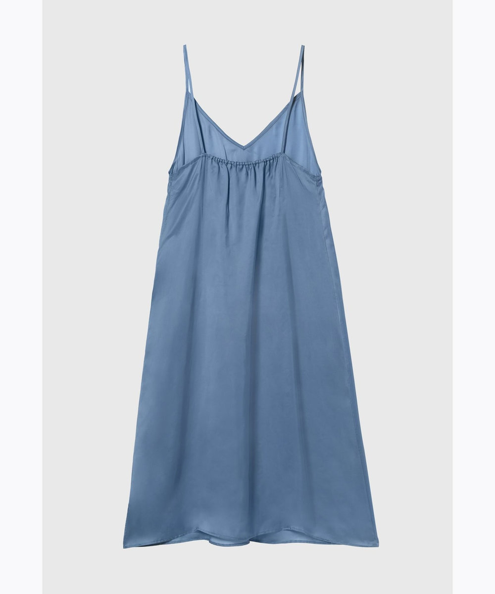 DÉPAREILLÉ WASHABLE LINEN LACE UP DRESS / ウォッシャブルリネンレースアップドレス ブルー