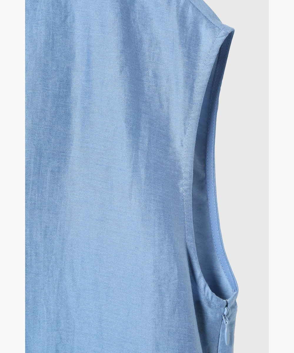 DÉPAREILLÉ WASHABLE LINEN LACE UP DRESS / ウォッシャブルリネンレースアップドレス ブルー