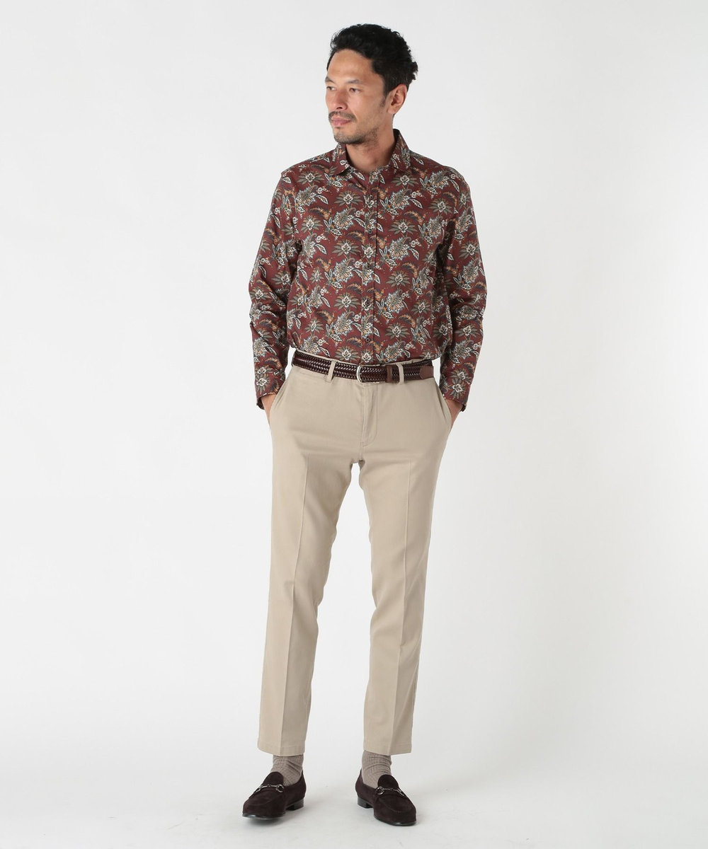 MEN'S BIGI 【LIBERTY/リバティー】リトールドプリントシャツ ボルドー