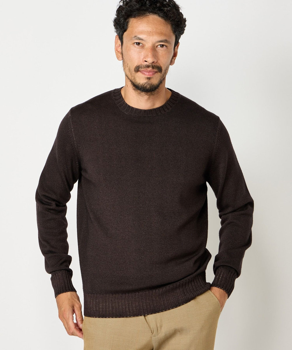MEN'S BIGI 【FILIPPO DE LAURENTIIS】10Gクルーネックニット モカ
