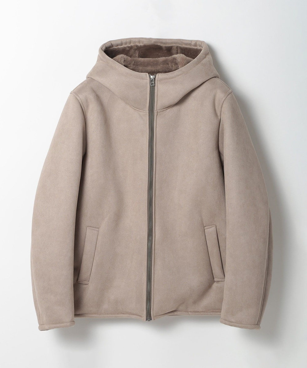 MEN'S BIGI テックレザームートンパーカー ベージュ