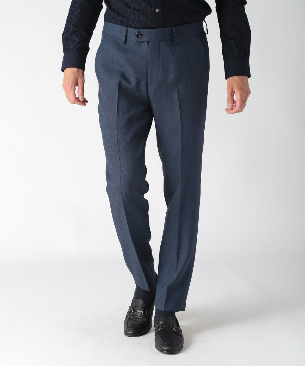 MEN'S BIGI ウール調メランジシャークパンツ ブルー