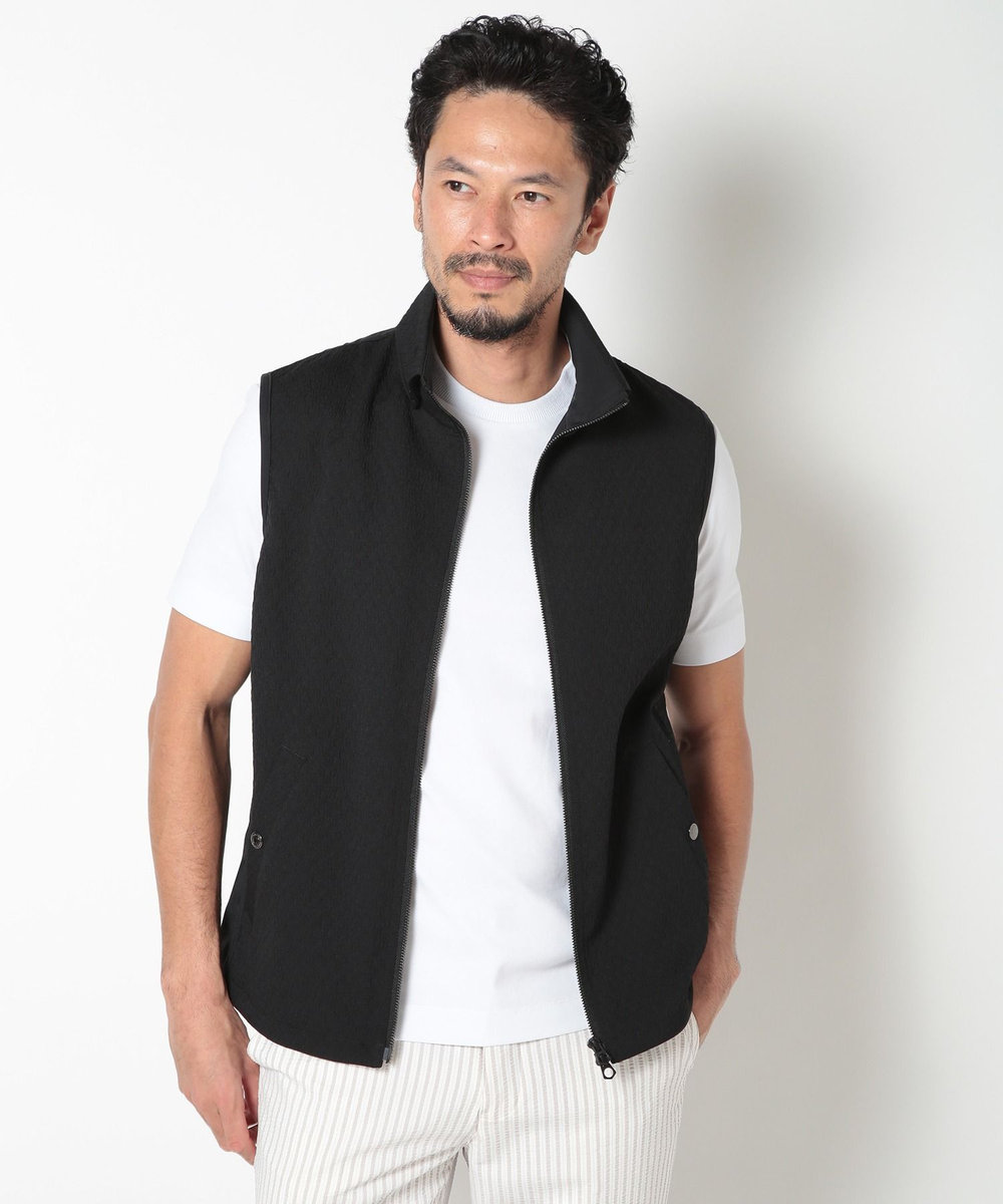 MEN'S BIGI フクレジャカードキルティングベスト ブラック