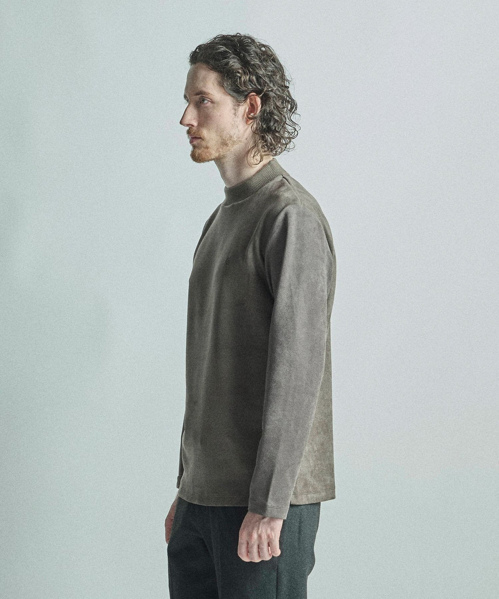 MEN'S BIGI 【COLE HAAN/コール ハーン】別注スエードタッチモックネックロングTシャツ チャコールグレー