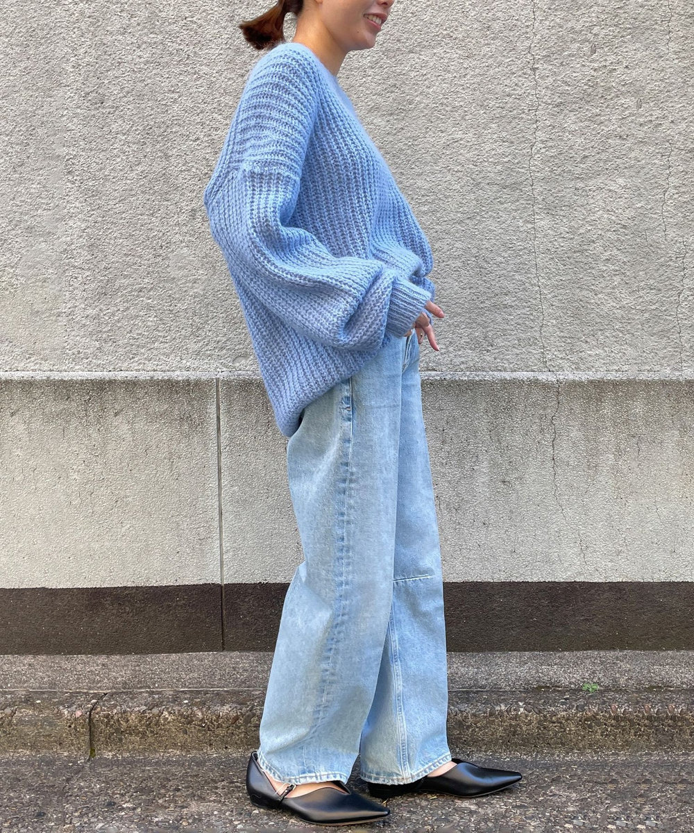 1er Arrondissement スーリーアルパカラフプルオーバー サックスブルー