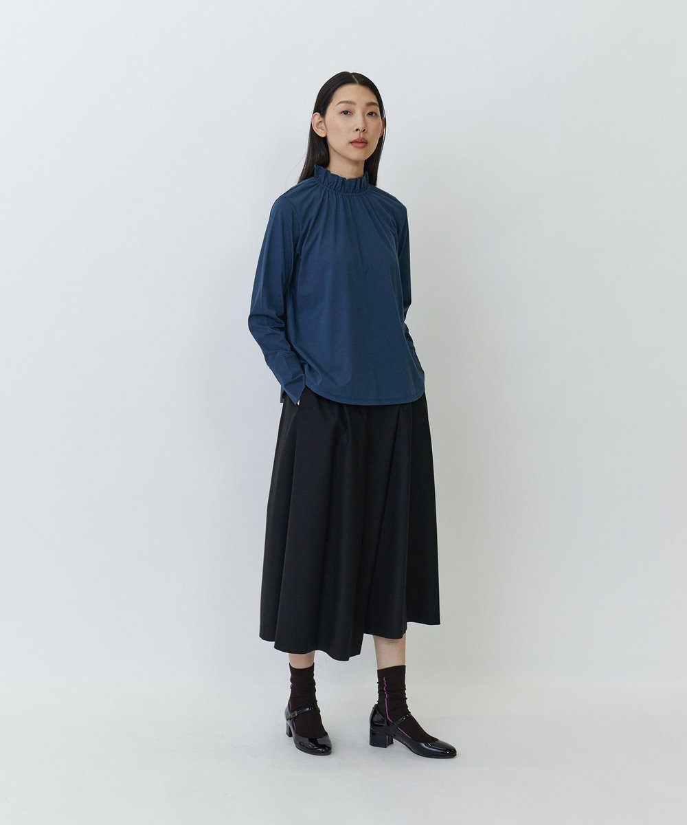 LOISIR エステルウールラップディテールスカート ブラック