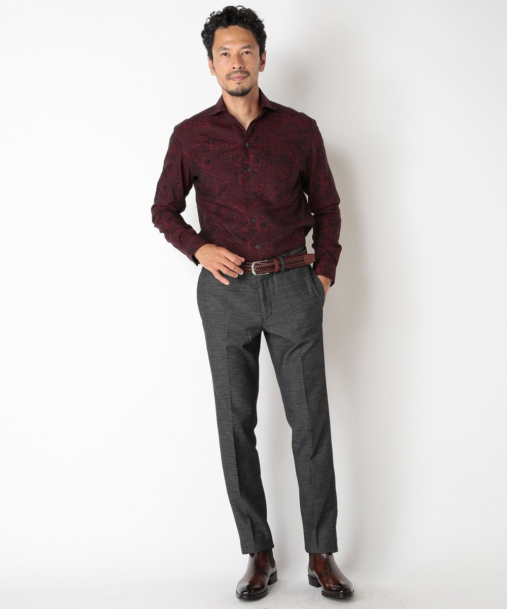 MEN'S BIGI コットン3本合糸ツイル裏起毛スラックス グレー