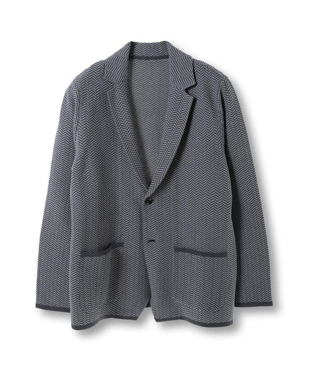 MEN'S BIGI 【ACTIVE TAILOR】ヘリンボーンニットジャケット グレー