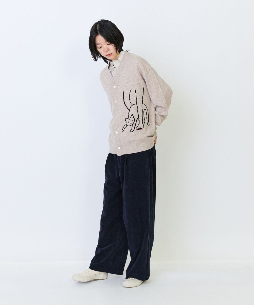 LOISIR 《塩川いづみさんコラボ》ウールインターシャカーディガン ベージュ