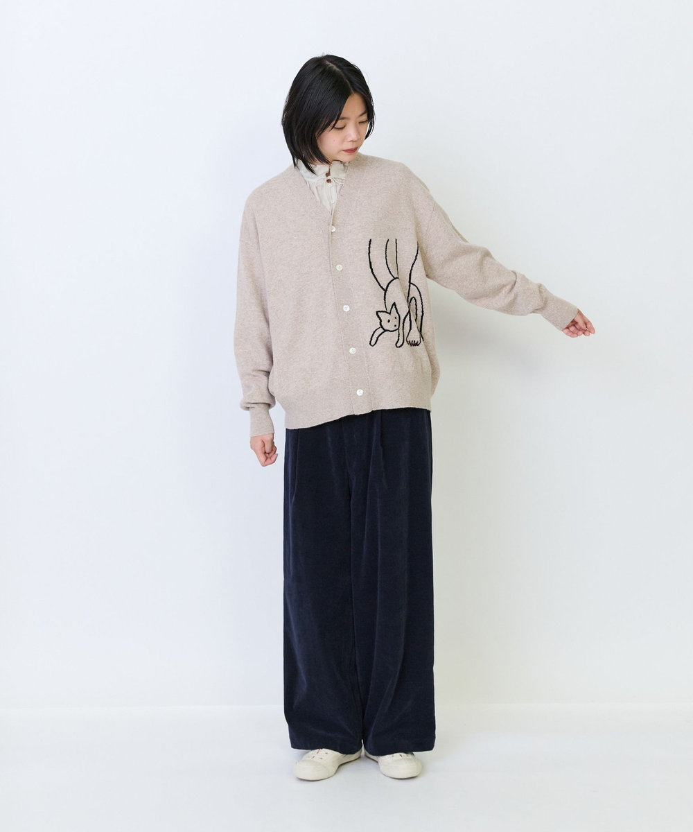 LOISIR 《塩川いづみさんコラボ》ウールインターシャカーディガン ベージュ