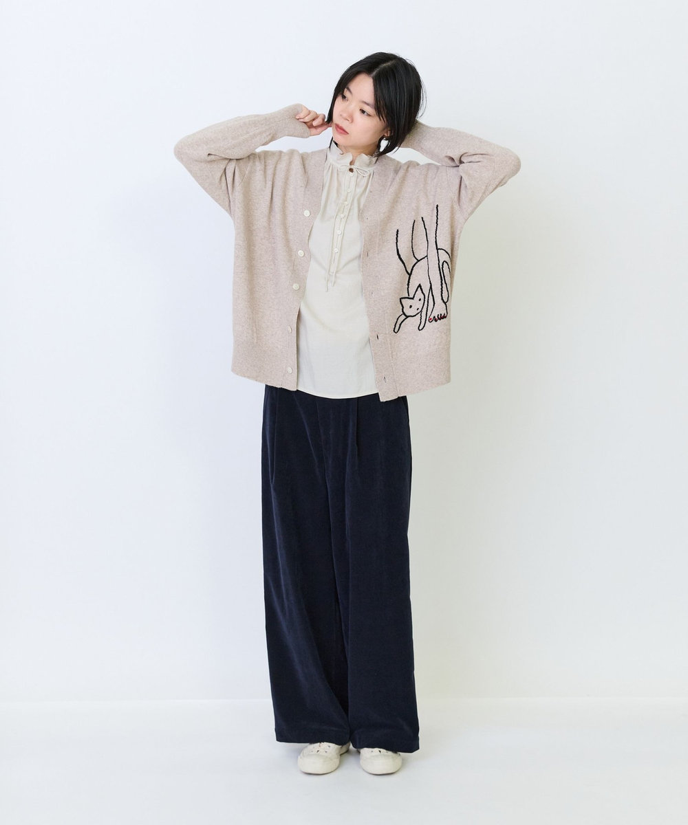 LOISIR 《塩川いづみさんコラボ》ウールインターシャカーディガン ベージュ