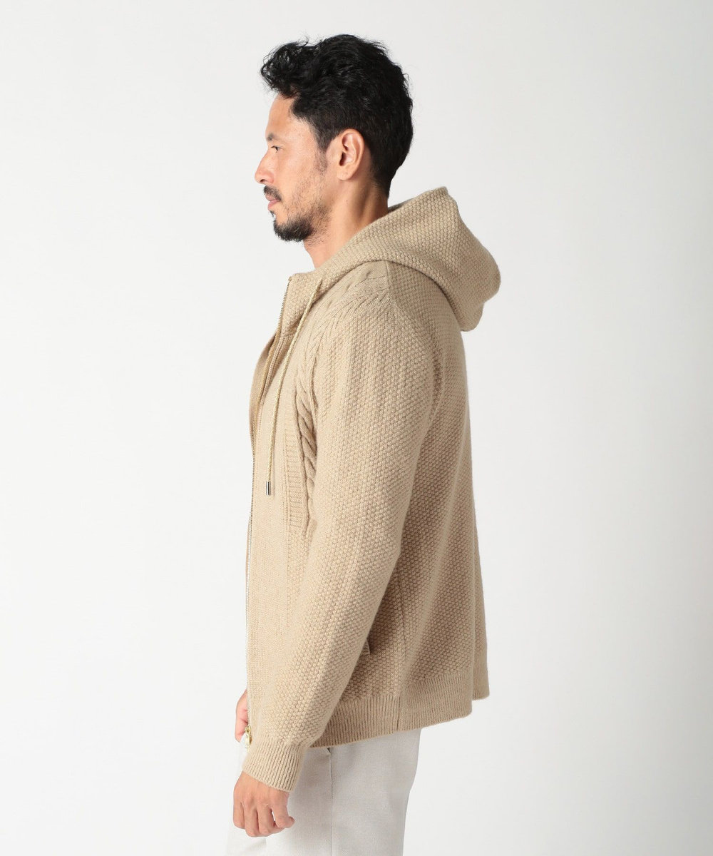 MEN'S BIGI ケーブルニットパーカー ベージュ