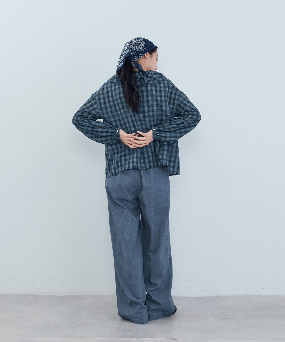 ADIEU TRISTESSE ツイルストレートパンツ ブルー