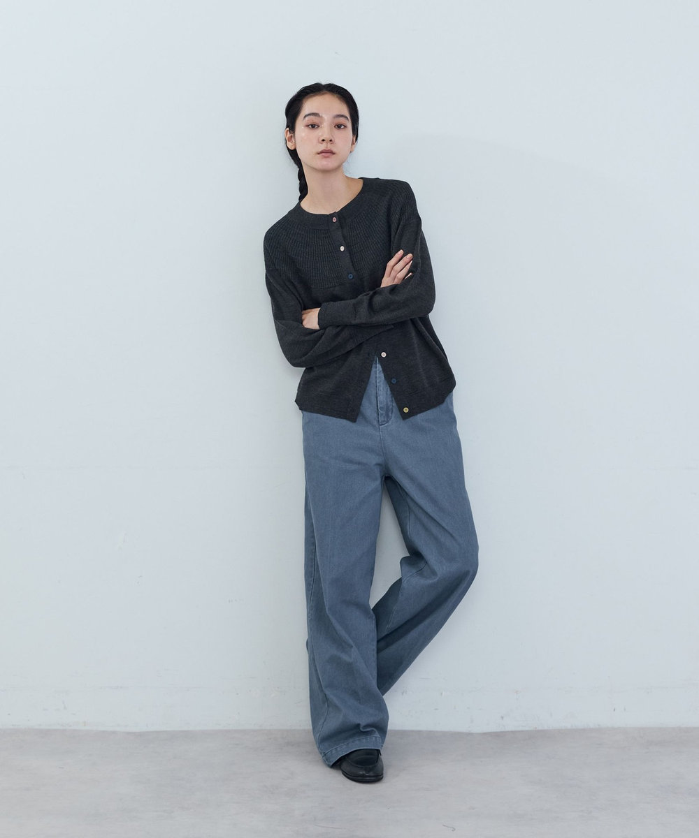 ADIEU TRISTESSE ツイルストレートパンツ ブルー