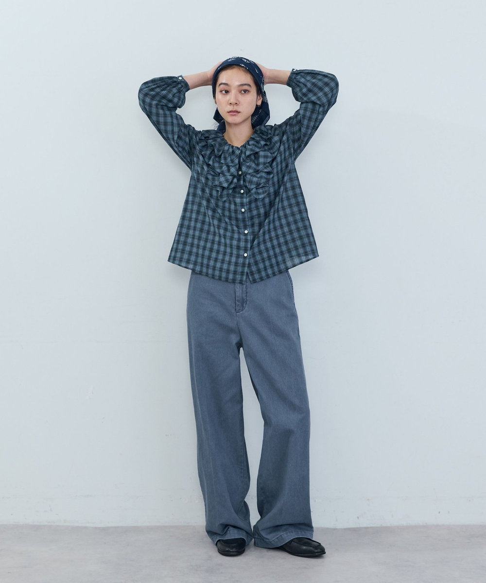 ADIEU TRISTESSE ツイルストレートパンツ ブルー