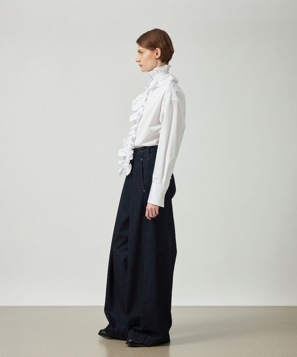 DÉPAREILLÉ COTTON RUFFLE BOW SHIRT / コットンラッフルボウシャツ ホワイト