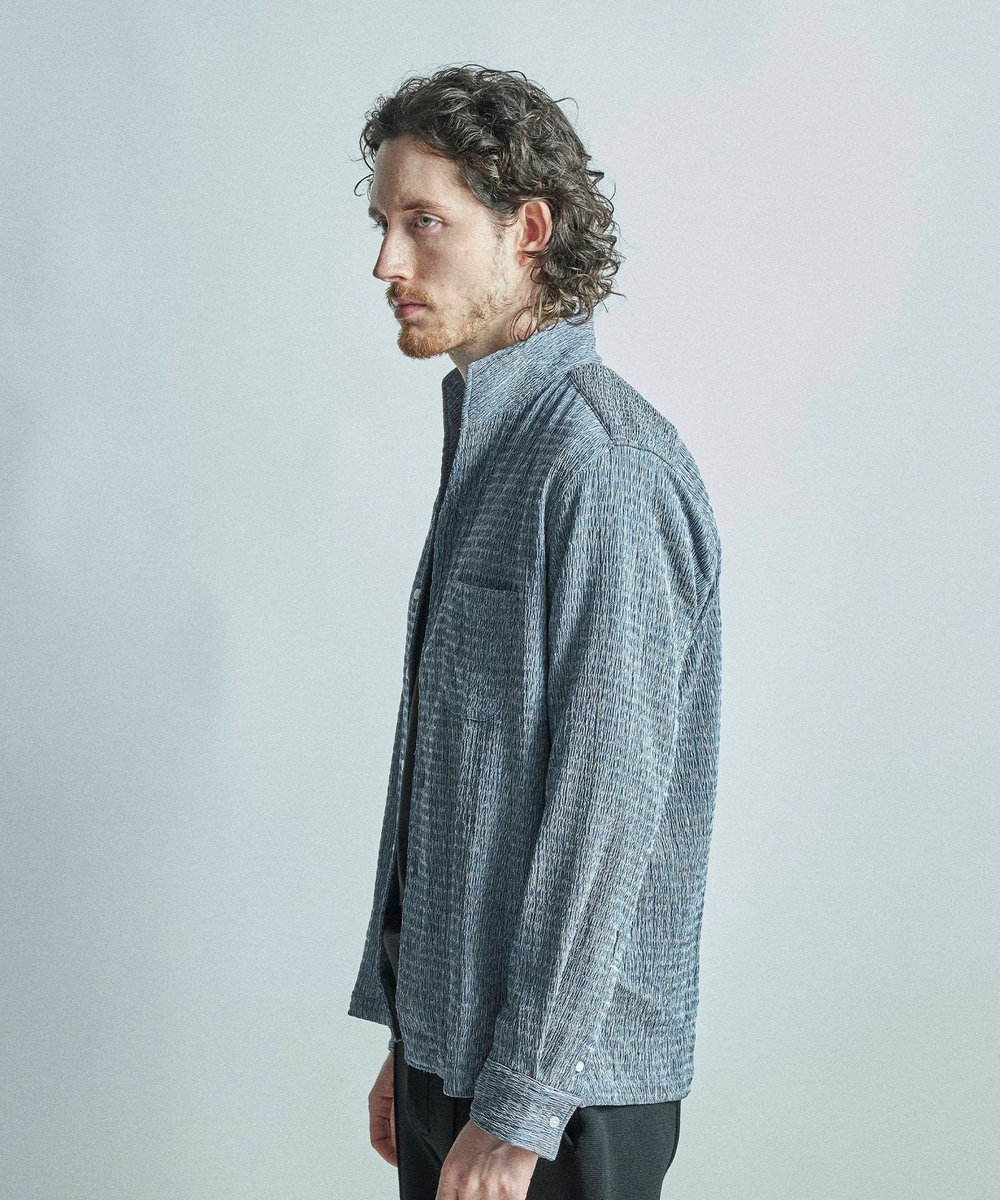 MEN'S BIGI シャーリング楊柳 シャツブルゾン＜ストレッチ＞ ネイビー