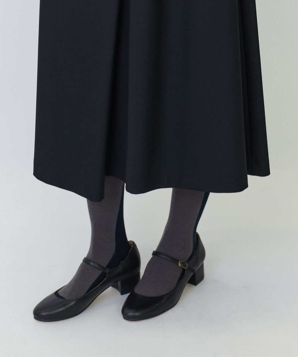 LOISIR エステルウールラップディテールスカート ブラック