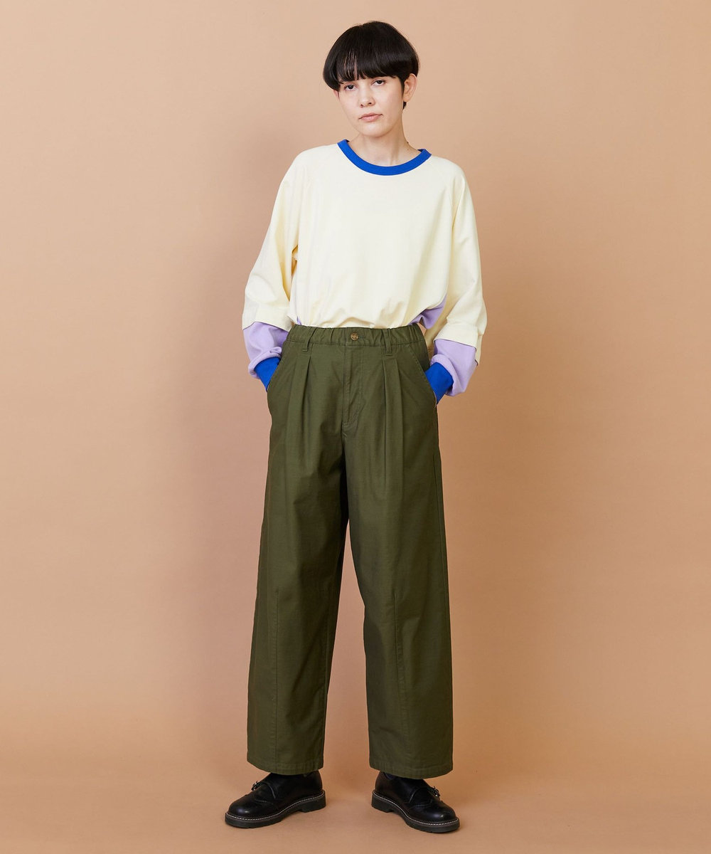 FRAPBOIS バックサテン パンツ グリーン