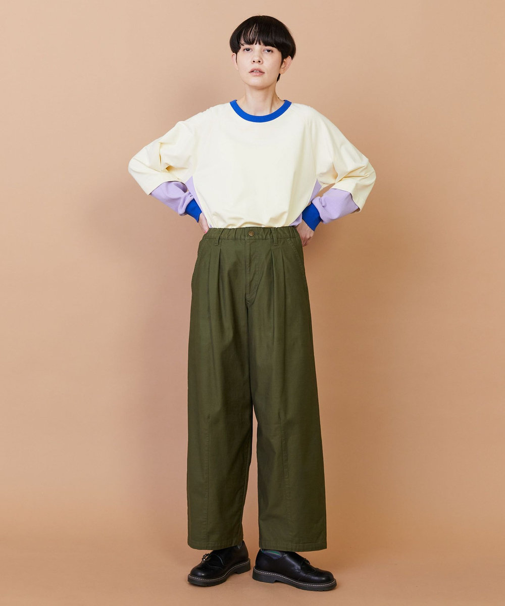 FRAPBOIS バックサテン パンツ グリーン