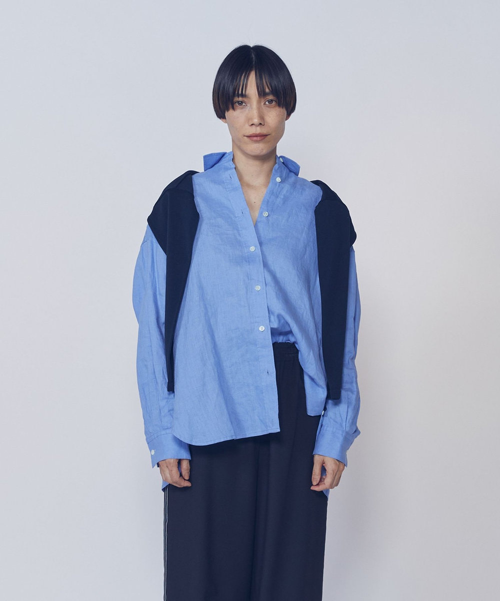 1er Arrondissement 【リニューアル】ウォッシュリネンシャツ サックスブルー