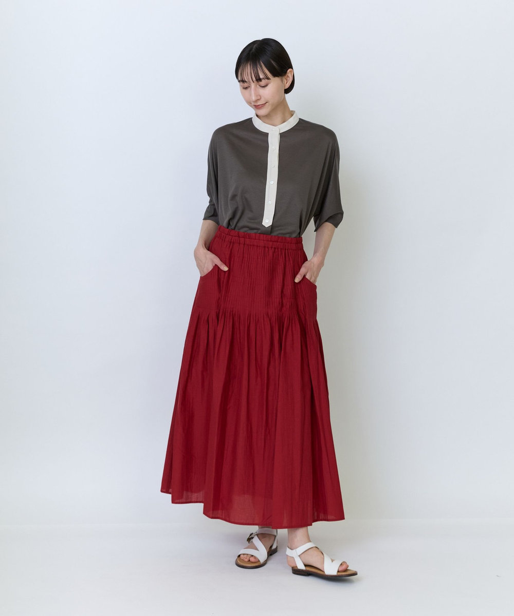 LOISIR インドコットンキャンブリックスカート レッド